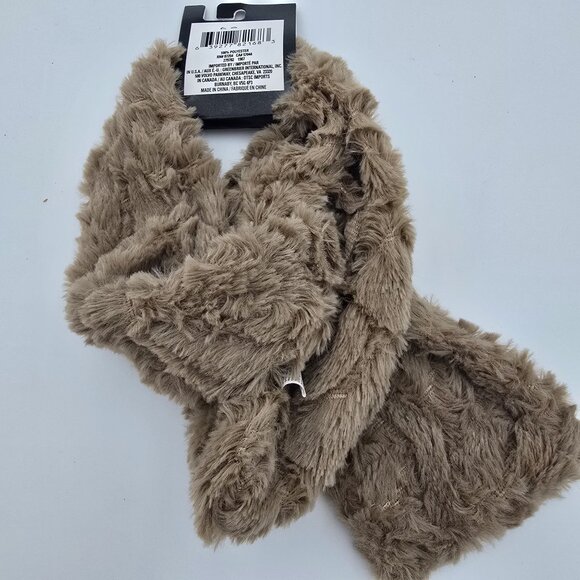 Posh Plush Infinity & Classic Faux Fur Scarves Beige & Taupe Polyester Bundle - Picture 7 of 8
